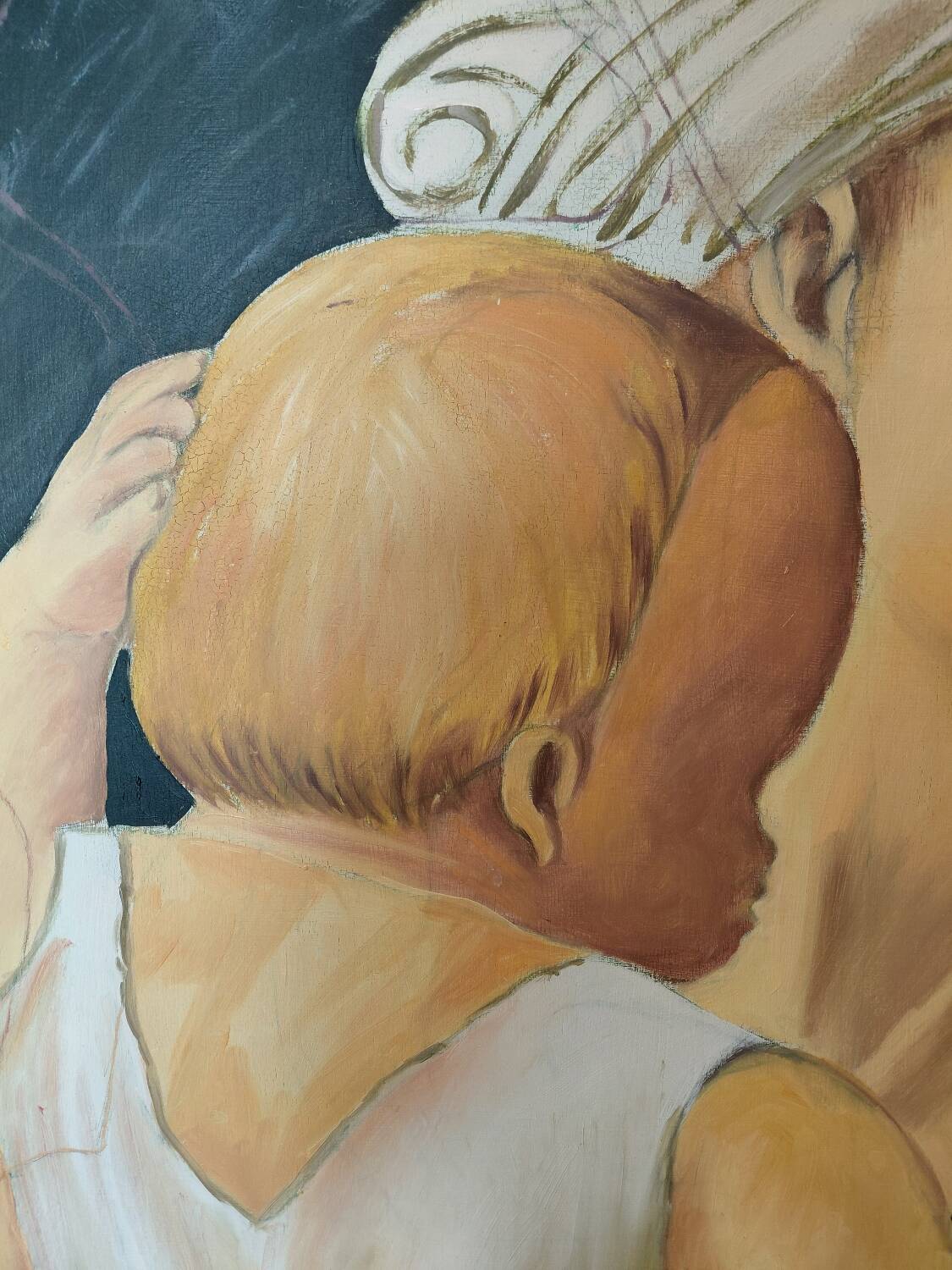 Grand Tableau Tempera (90x90) - Detail of Masaccio - signed F. Leblon