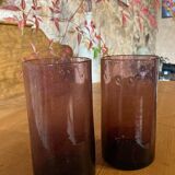 Water glasses, purple bubbled glass, Biot region