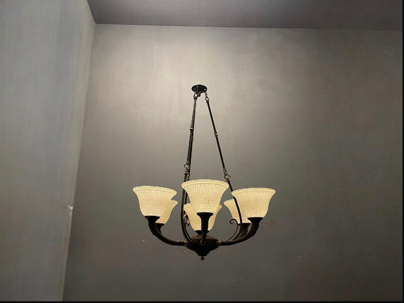 Vintage bronze Murano glass chandelier 1960s