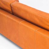 Three-seater sofa in cognac-colored leather produced by De Sede. Model DS-17/123, Switzerland, 2000s
