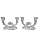 Pair candle holders vintage crystal Buder double torches