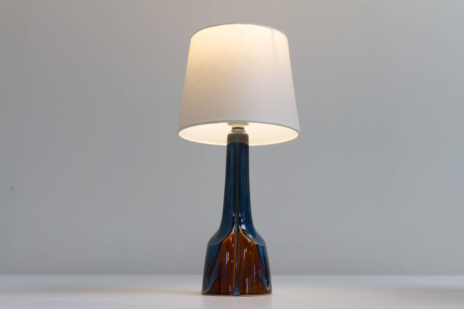 Danish Modern Blue and Brown Ceramic Table Lamp by E. Johansen for Søholm, 1960s