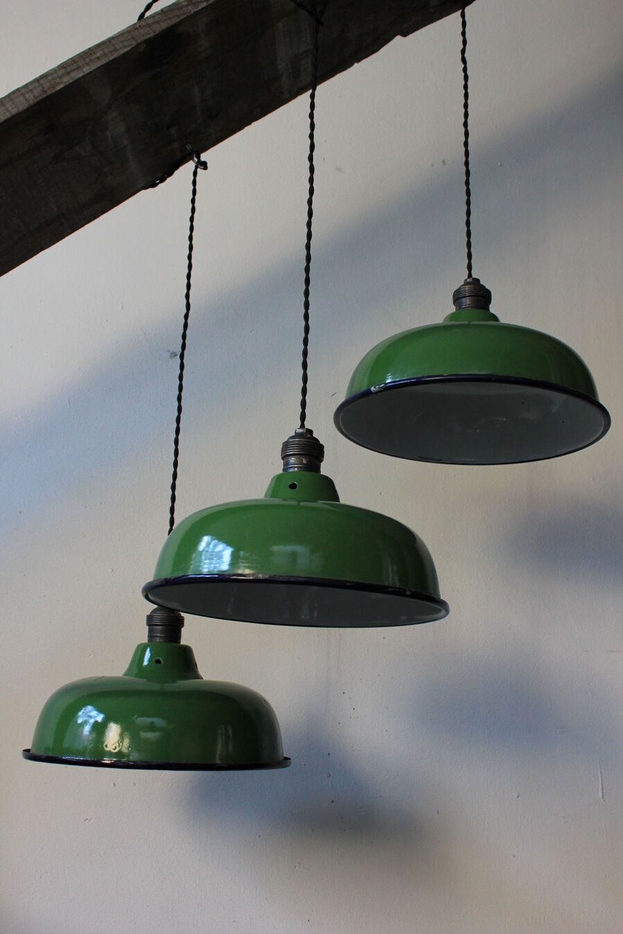 Abat jour emaillé lampe industrielle vert bouteille