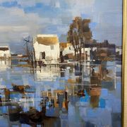 Large oil painting on canvas Camargue landscape Roger QUINTAINE 1921-2005