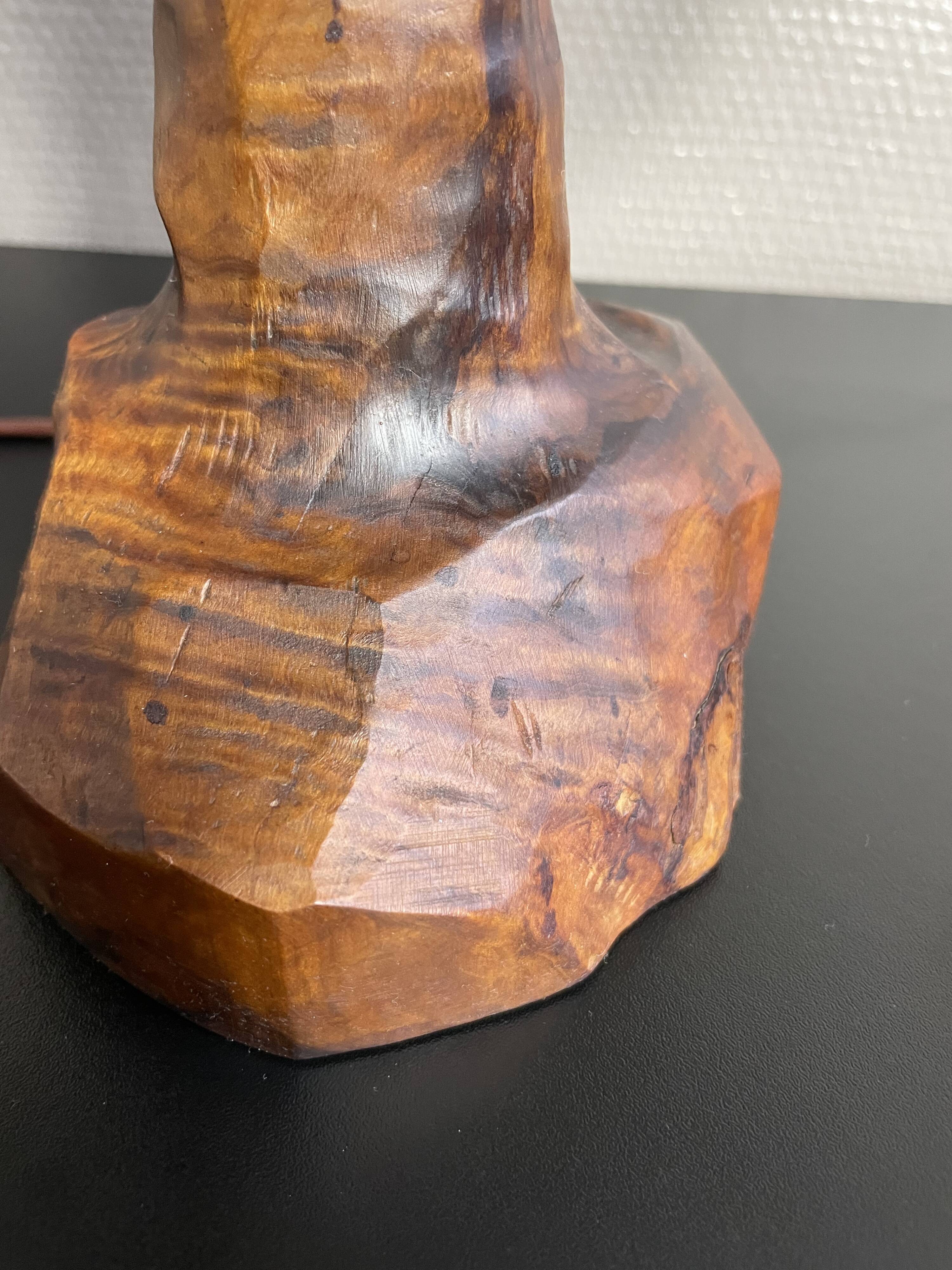 Wooden lamp by Olivier 70s