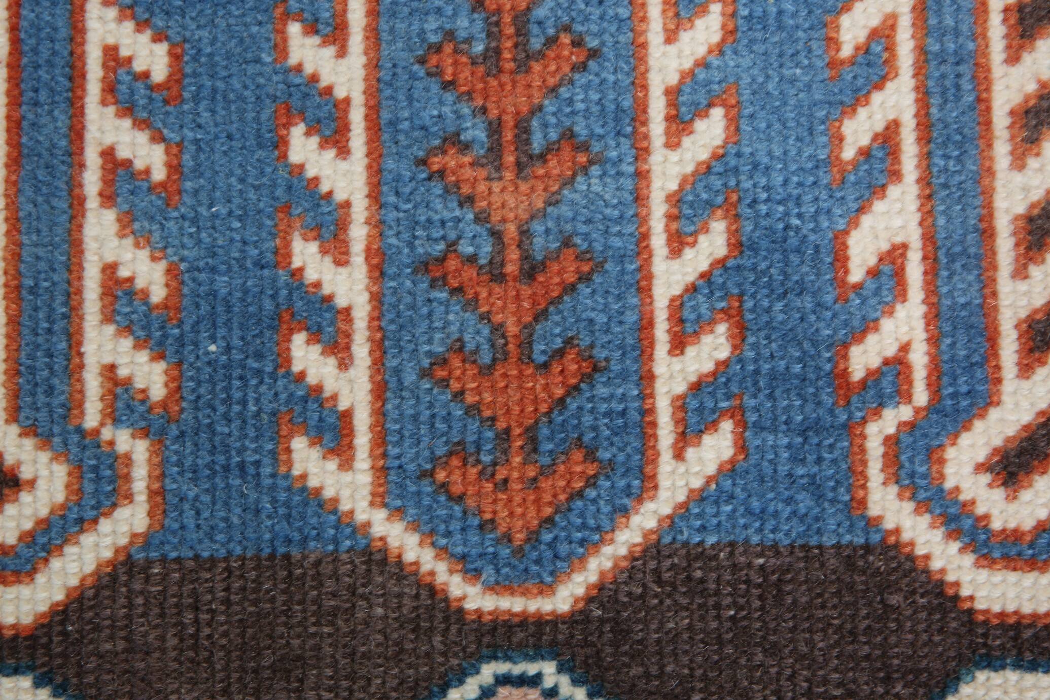 Pink & Blue Long Turkish Vintage Runner Rug, 80x398Cm