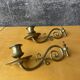 Paire de bougeoirs de piano en bronze et laiton