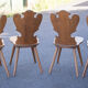 Set of 4 carved wooden stepladder chairs, pharmacy, brutalist, mountain style