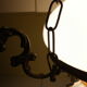 Hanging lamp of the 1950s, white opaline shade and porcelain decoration