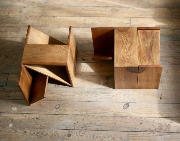 Paire de tabourets, tables d'appoint Maison Regain, France, années 70