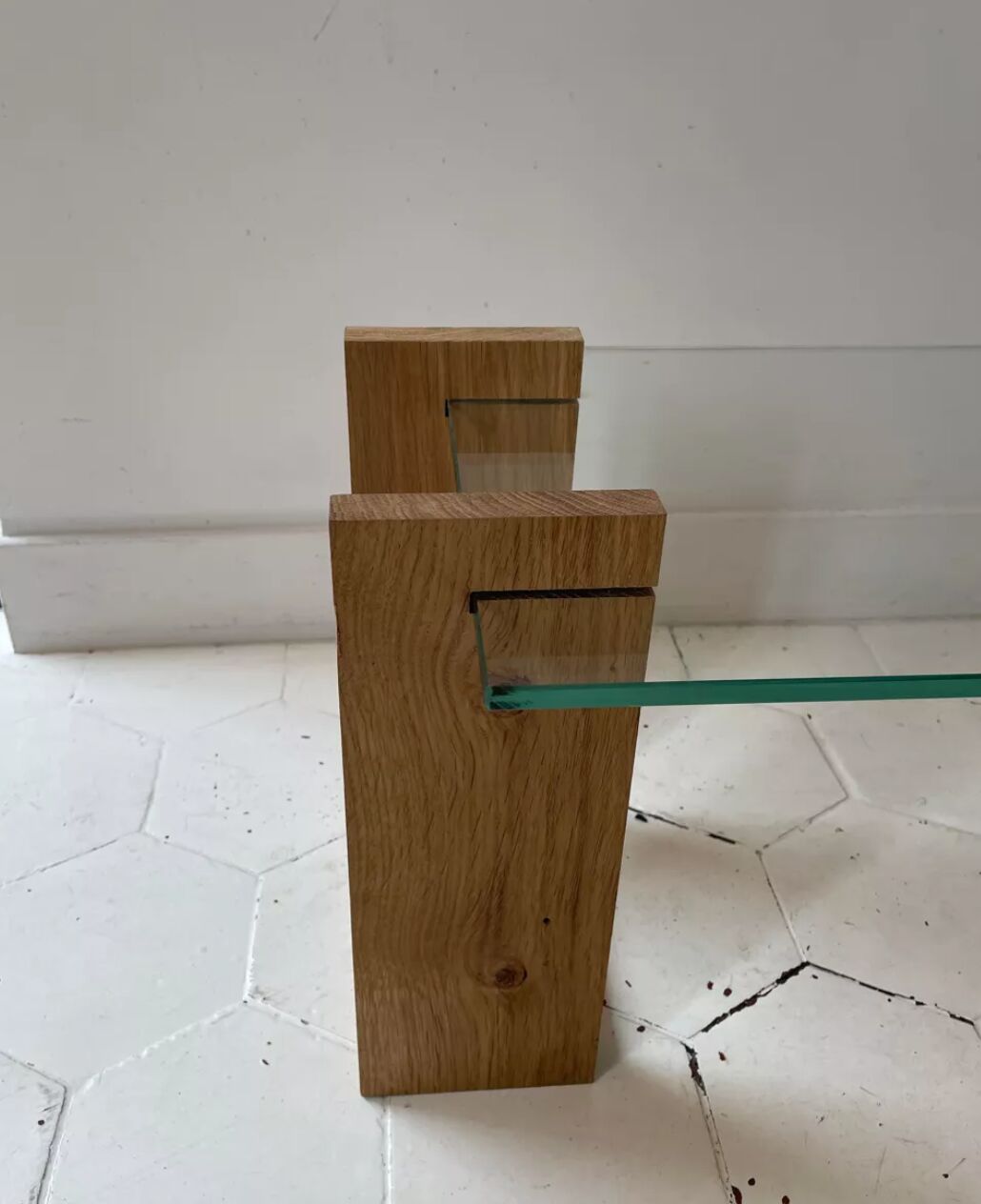 Table basse verre et chêne massif, FLP studio