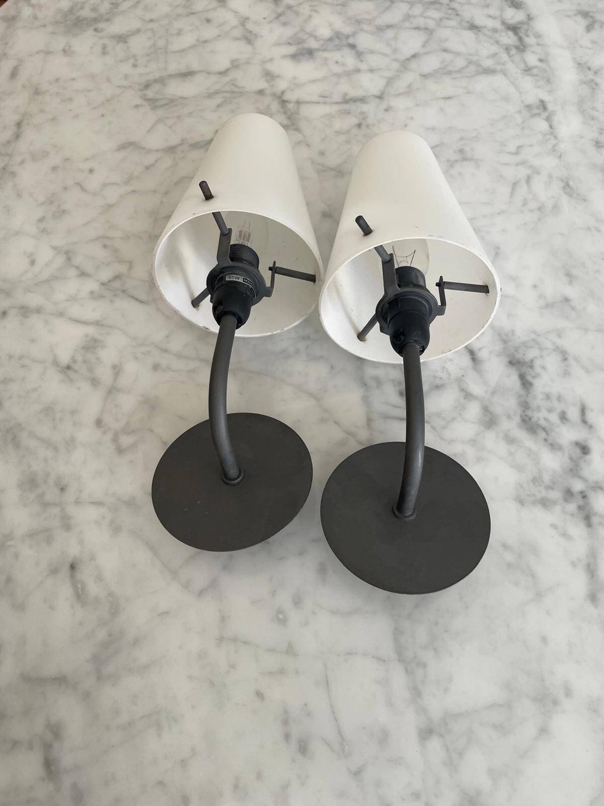 2 Wall Sconces with White Opal Glass Shades
