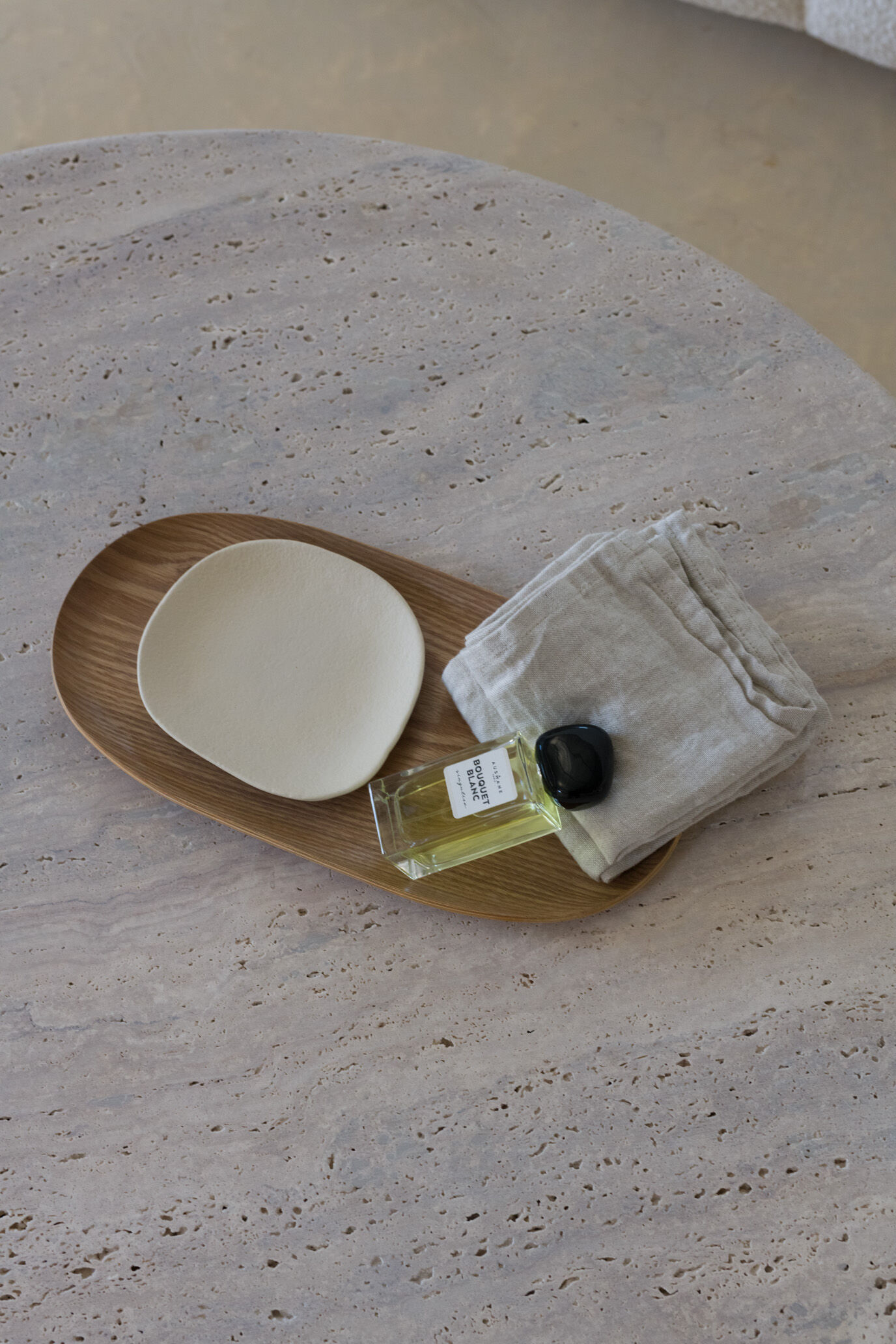 Omega circular coffee table natural travertine - 100cm D