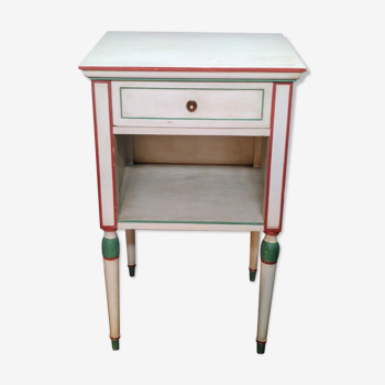 Board-style painted bedside table