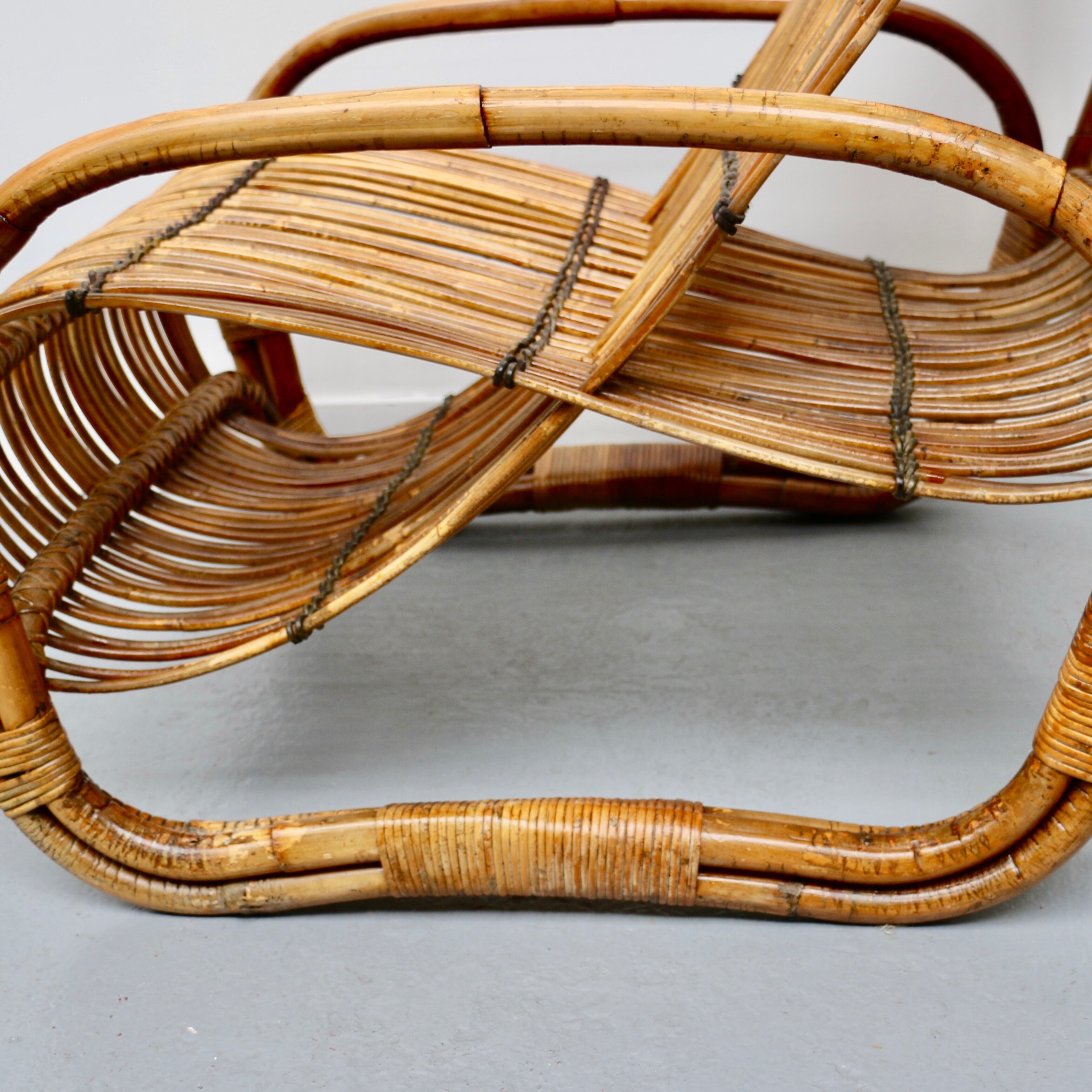 Rattan armchair, Italy, 1950s