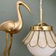 Globe pendant light and vintage lampshade in opaline and mother-of-pearl