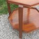 Table d'appoint pliante art déco en acajou et marqueterie double plateaux a