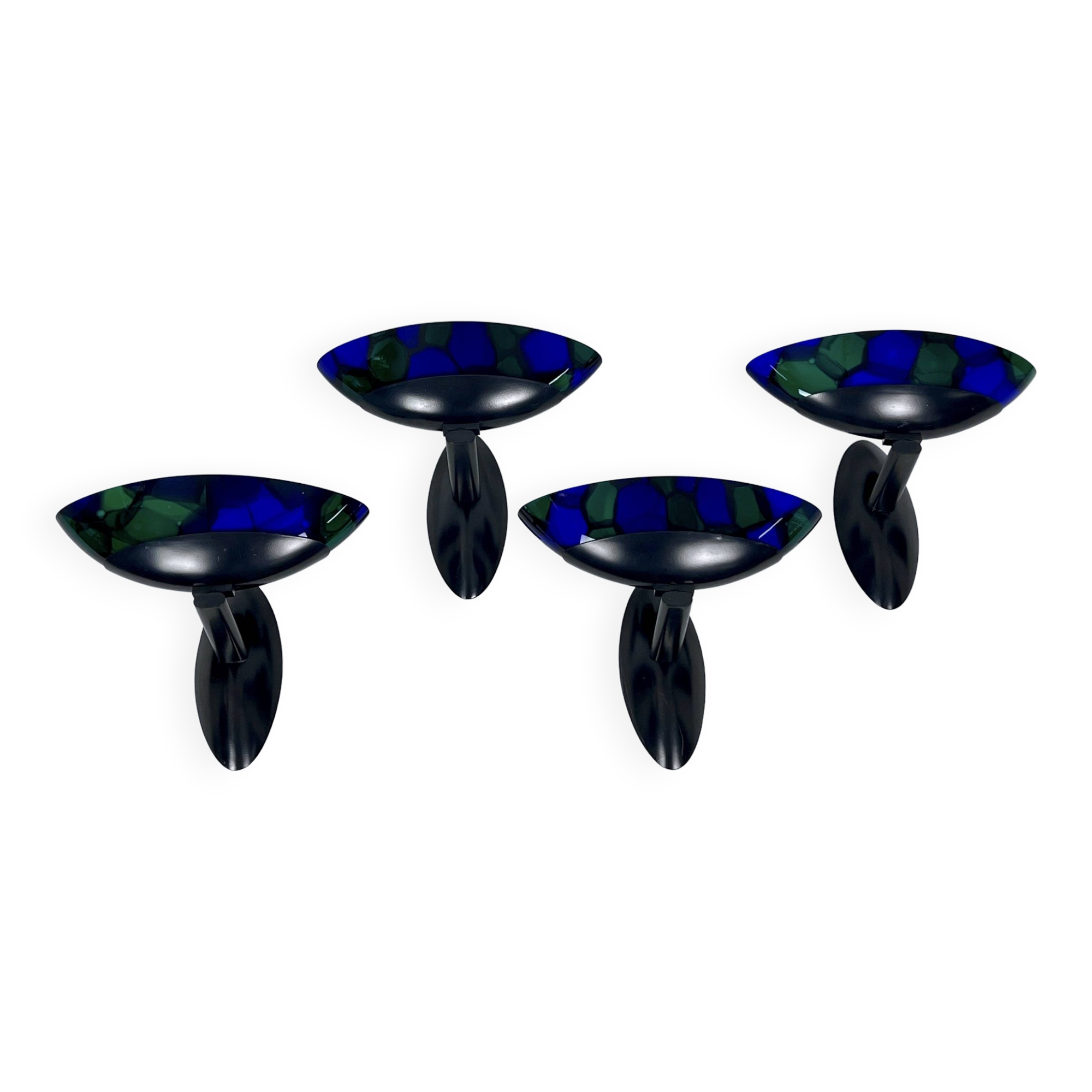 Ottavio Missoni, four large wall lamps in murano glass and metal. Italy 1980s