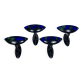 Ottavio Missoni, four large wall lamps in murano glass and metal. Italy 1980s