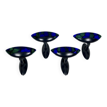 Ottavio Missoni, four large wall lamps in murano glass and metal. Italy 1980s