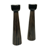 Pair of wooden candle holders