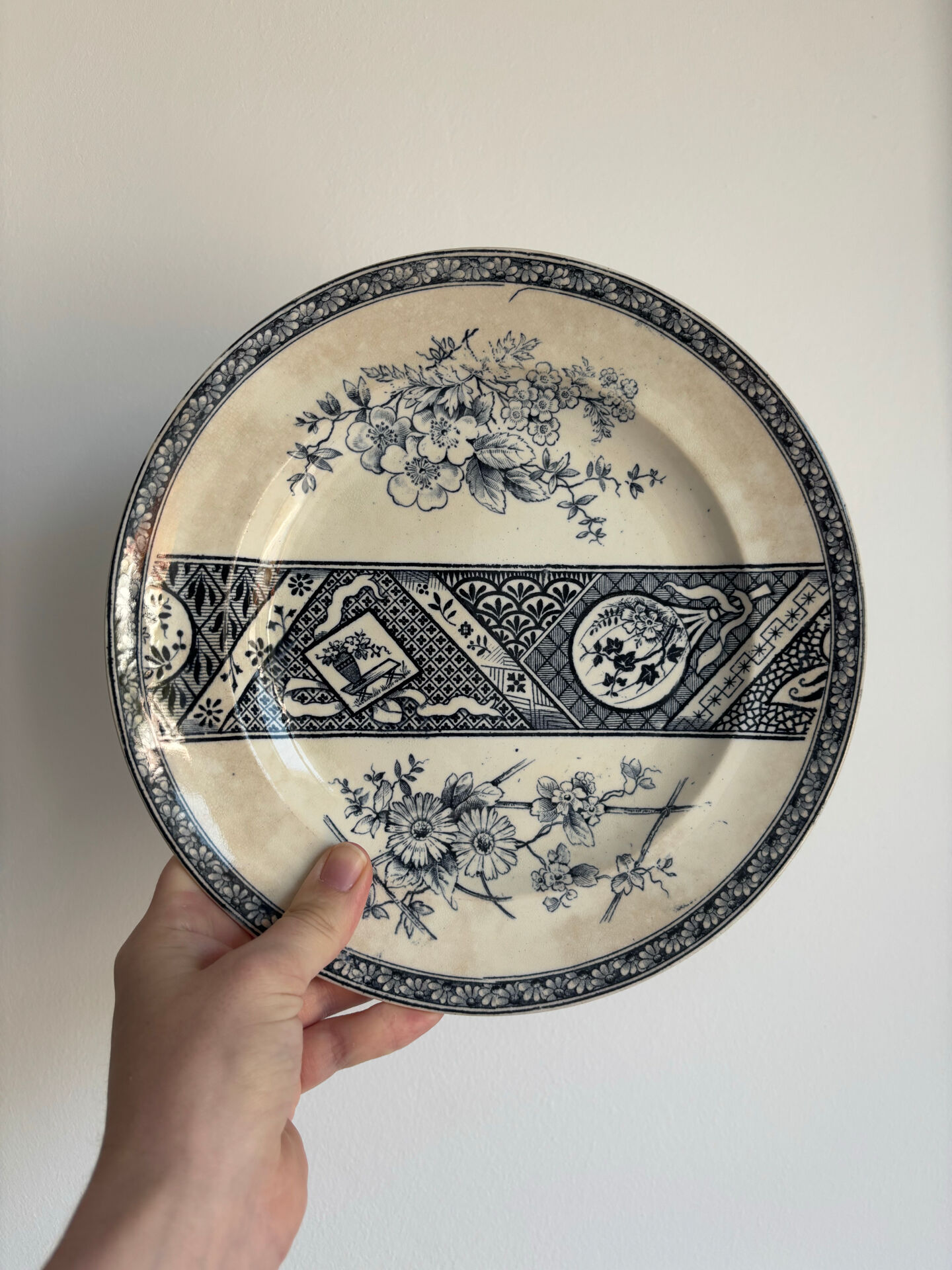 Old blue night ironstone plate for Vermont Frè shop.