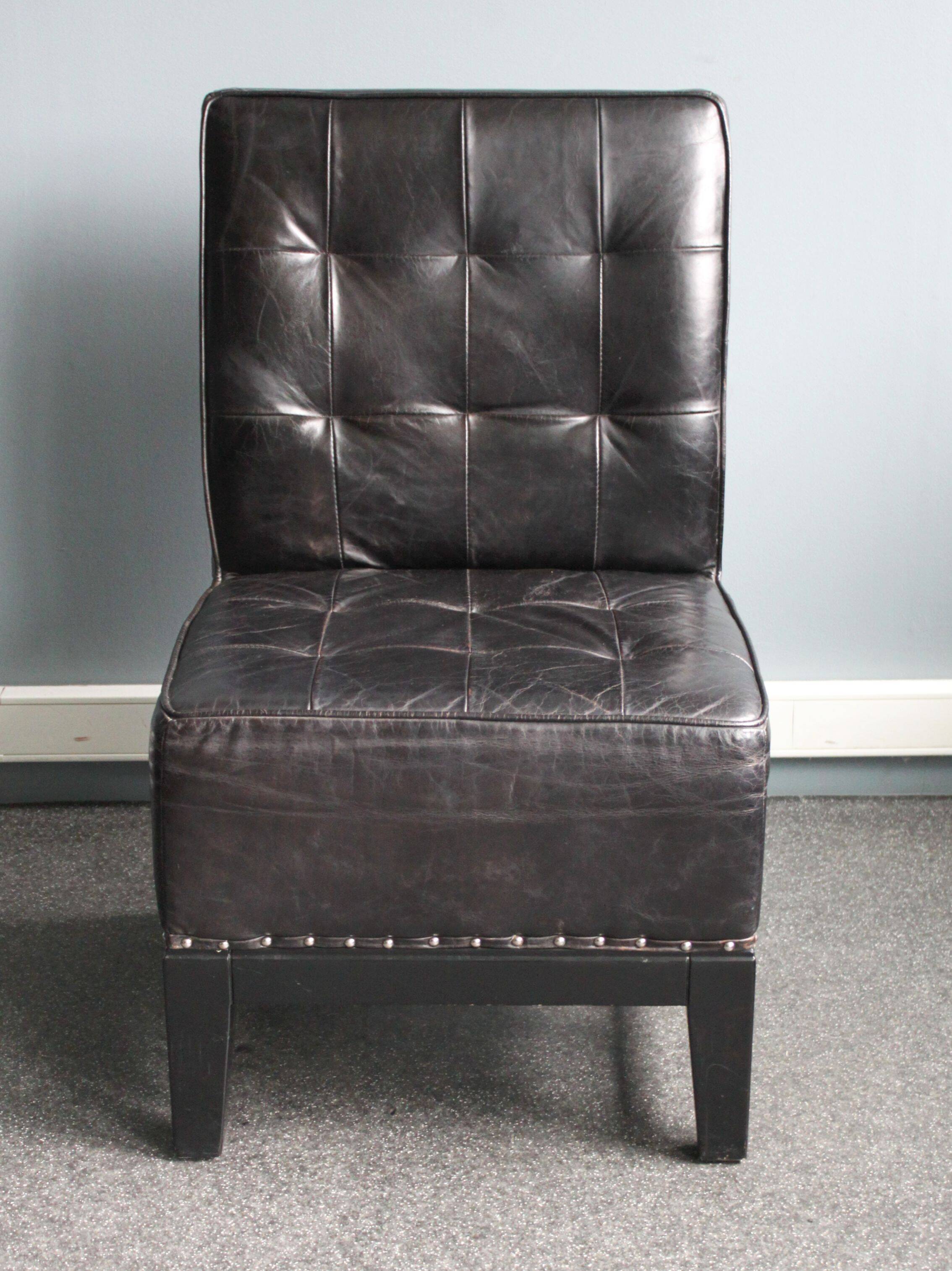 Modern black leather armchair, 20th century.