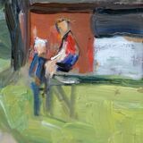 Carin Tham (1888-1967), Scandinavian Modern Landscape, 1942, Oil on Panel, Framed