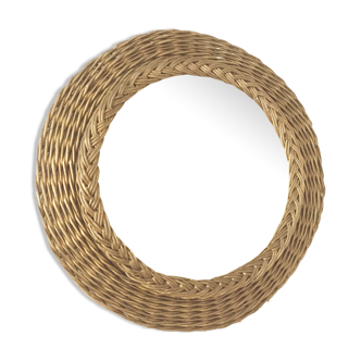 Vintage Sun mirror round rattan 36x36cm
