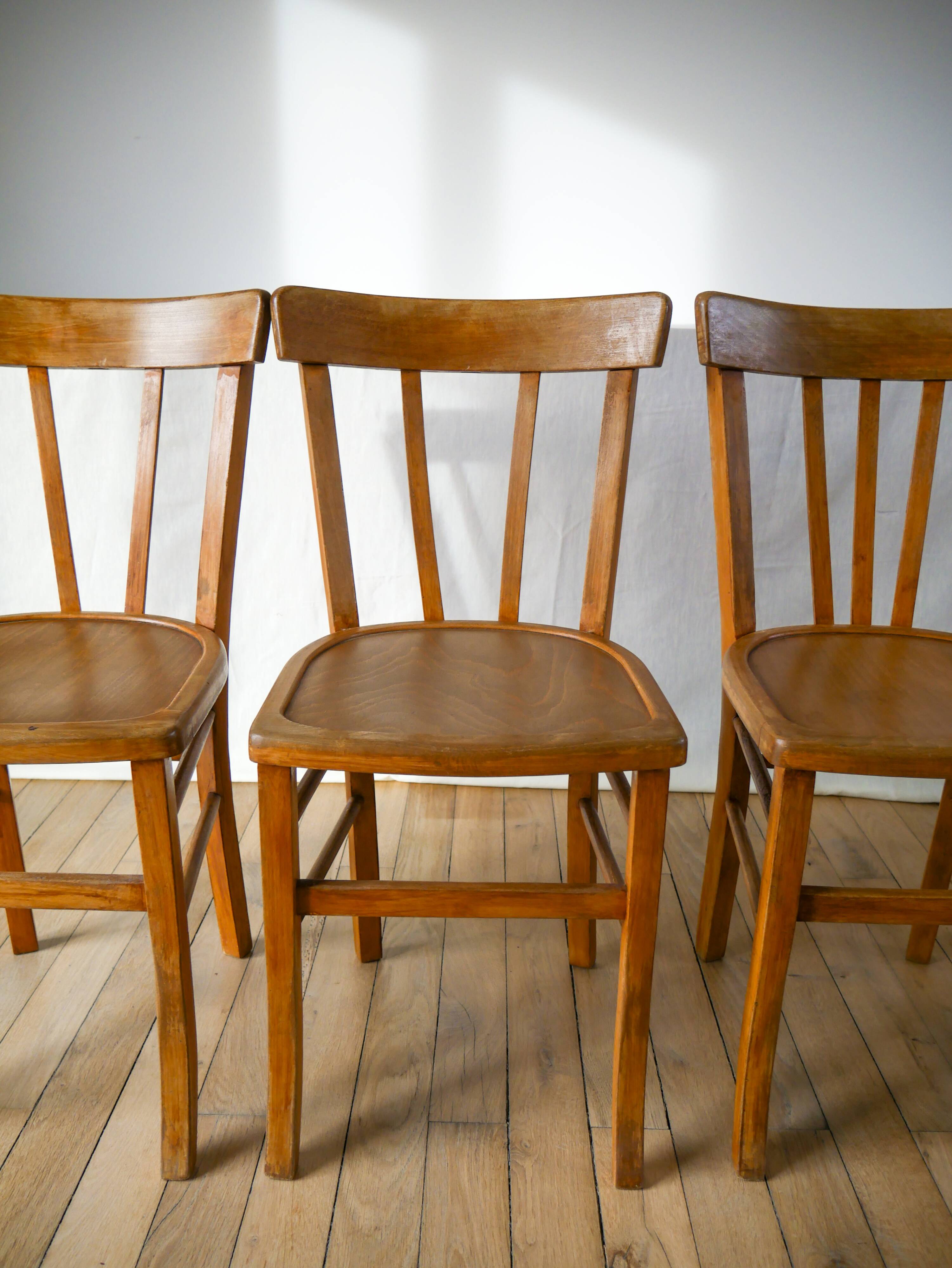 Set of 4 bentwood bistro chairs signed luterma 1950