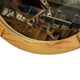 Vintage 70s round pine mirror Swedish design