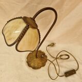 Bronze water lily lamp & glass paste