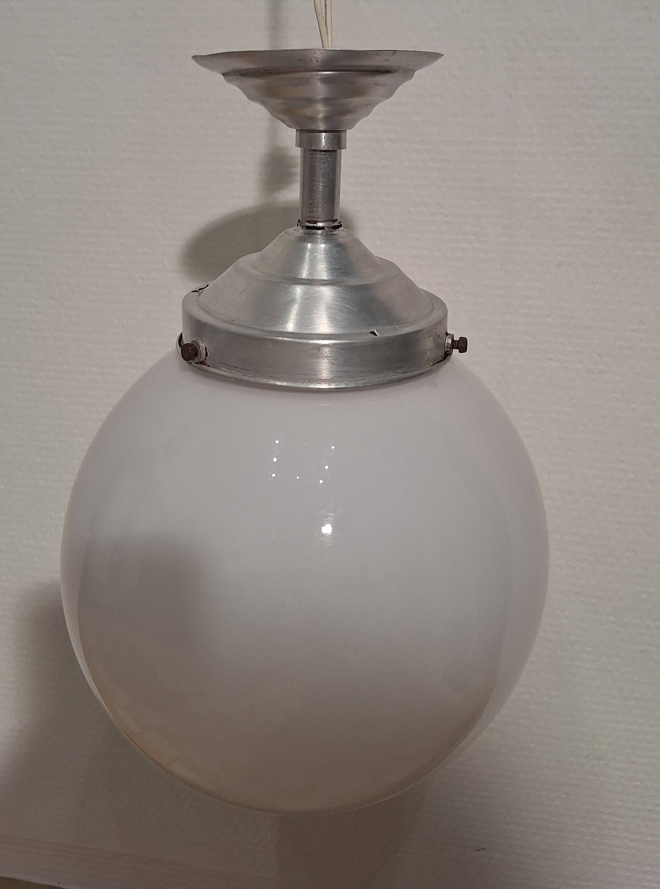 Art Deco opaline globe pendant light