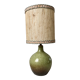 Signed stoneware lamp with woven lampshade 60s-70s