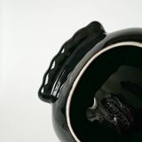Heart / shell ceramic pocket tray, black and gold, signed, 1950