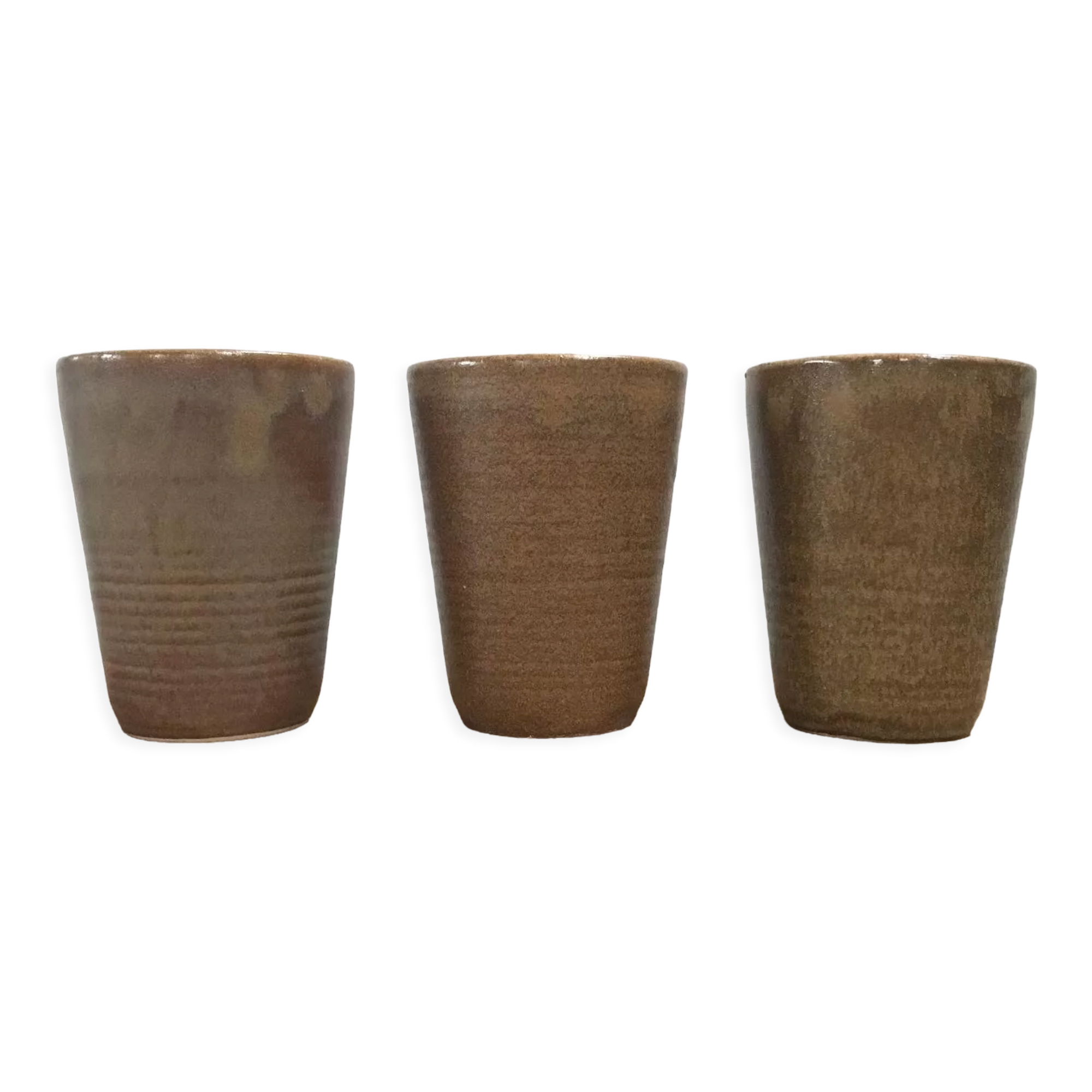 Trio of Digoin stoneware glasses