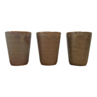 Trio of Digoin stoneware glasses