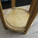 Table d'appoint porte-plantes en rotin et osier