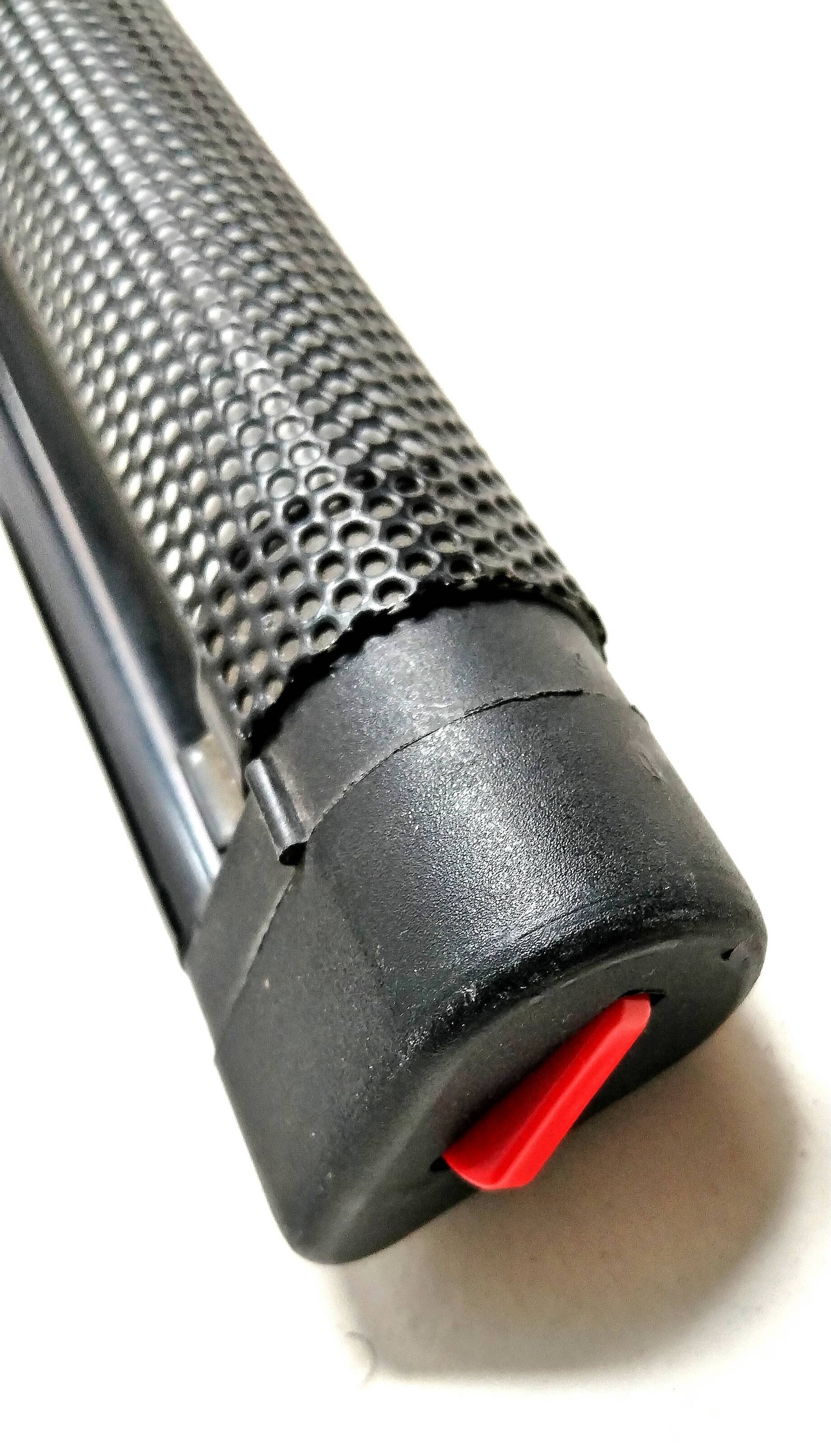 Black lacquered perforated metal table lamp with neon lighting - vintage from the 80s / 90s