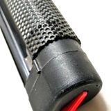 Black lacquered perforated metal table lamp with neon lighting - vintage from the 80s / 90s