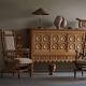 Pair of sculptural Danish modern rocking chairs in lambswool and oak, brutalist, 1950.