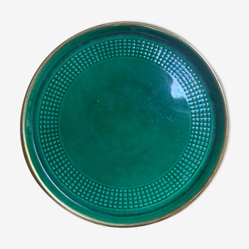 Green and gold ceramic dish