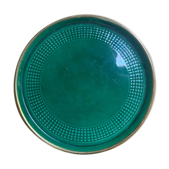 Green and gold ceramic dish