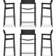 Batch of 6 Contemporary Bar Stools with Black Leather Backrest