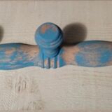 Coat rack patinated wood 3 hooks