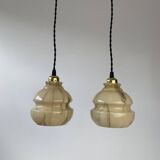 Pair of antique vintage marble pendant lights