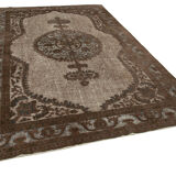 Hand-knotted carved anatolian 1980s 214 cm x 318 cm brown rug