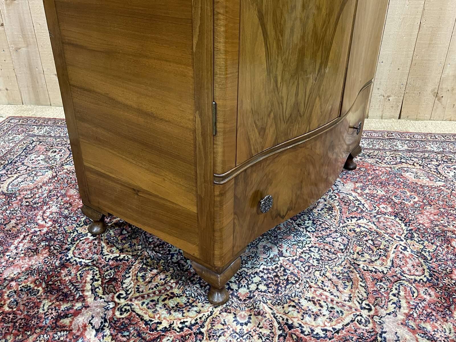 1950s English walnut bedroom wardrobe