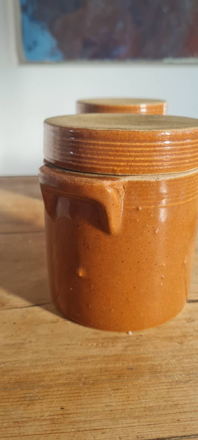 Pair of stoneware grease pots