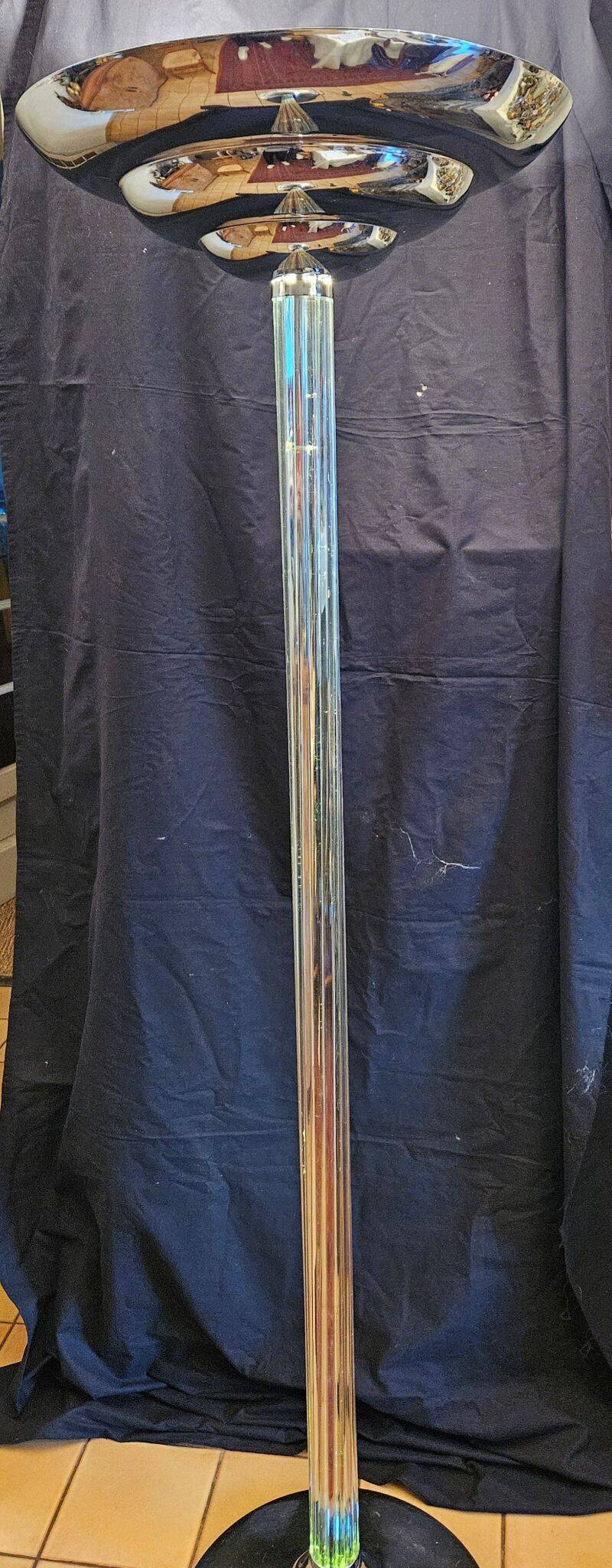 G. frattini pour relco lampadaire vintage chrome et tiges en verre